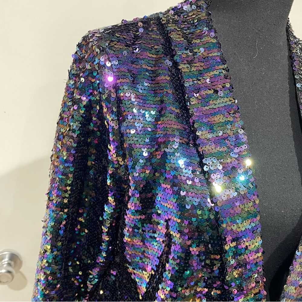 Essue Multi-colored sequin cropped tuxedo jacket Size S - Picture 2 of 6